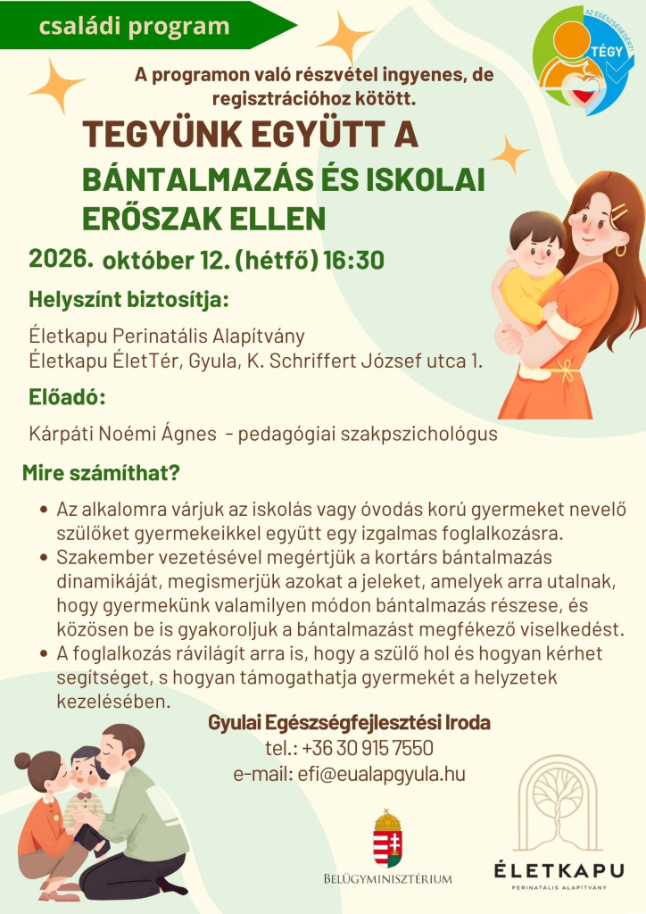 plakát Bántalmazás és iskolai erőszak megelőzése 2026
